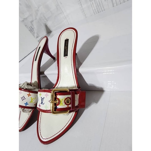 Authentic LOUIS VUITTON Monogram Canvas Slides White/Multicolored Size 39.5 - Picture 7 of 14